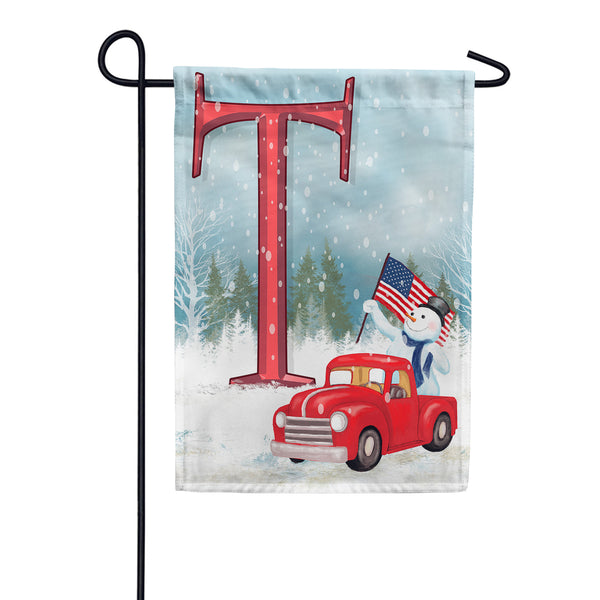 Happy Holidays America Monogram Garden Flag