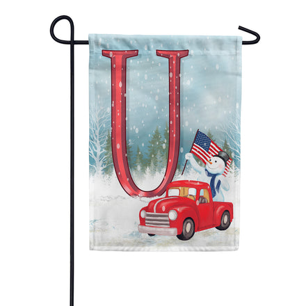 Happy Holidays America Monogram Garden Flag