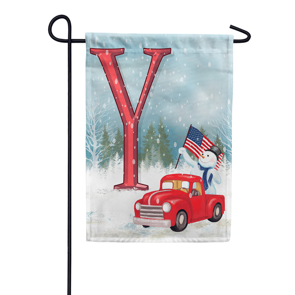 Happy Holidays America Monogram Garden Flag