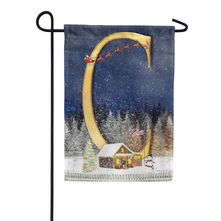 Santa Is Coming Monogram Garden Flag