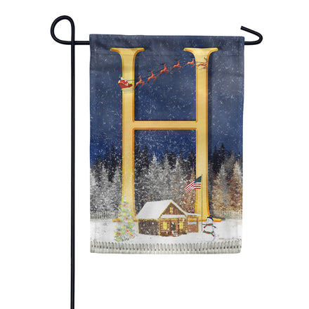 Santa Is Coming Monogram Garden Flag