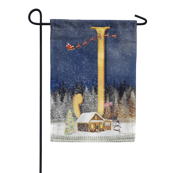 Santa Is Coming Monogram Garden Flag