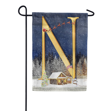 Santa Is Coming Monogram Garden Flag