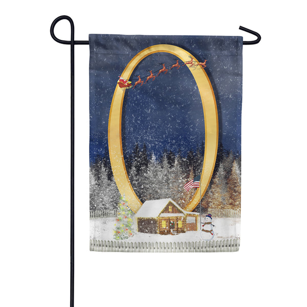 Santa Is Coming Monogram Garden Flag