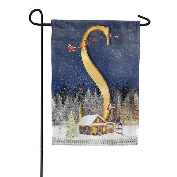 Santa Is Coming Monogram Garden Flag