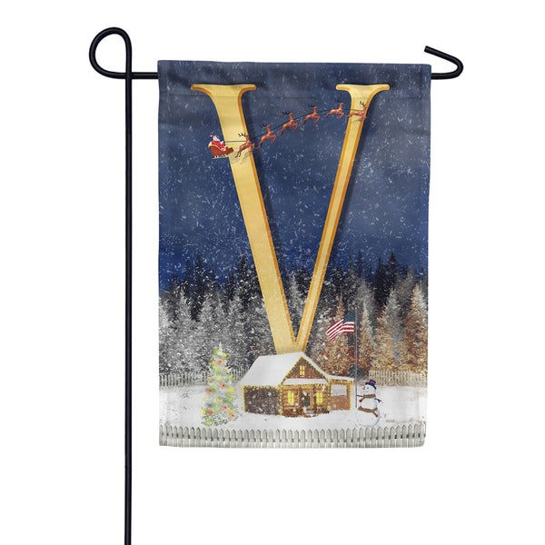 Santa Is Coming Monogram Garden Flag