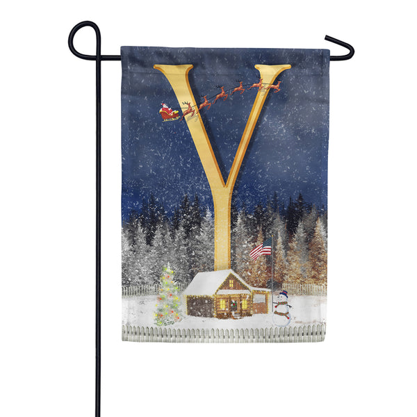 Santa Is Coming Monogram Garden Flag