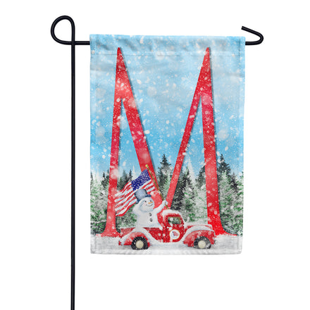 Stay Warm America Monogram Garden Flag