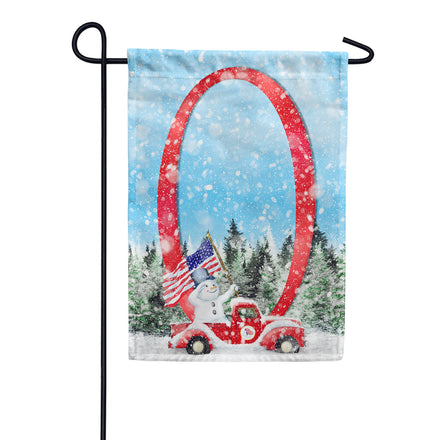 Stay Warm America Monogram Garden Flag