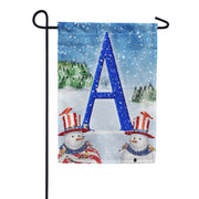 Uncle Snowman Monogram Garden Flag