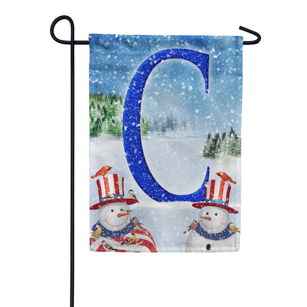 Uncle Snowman Monogram Garden Flag