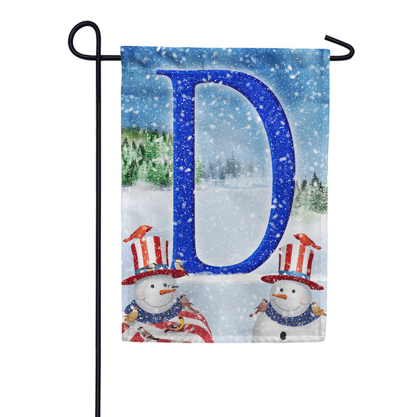 Uncle Snowman Monogram Garden Flag