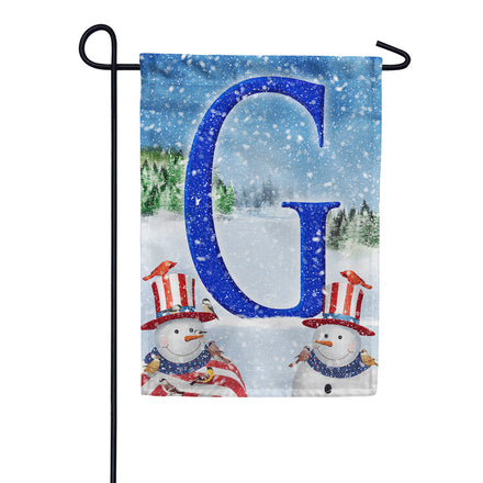 Uncle Snowman Monogram Garden Flag