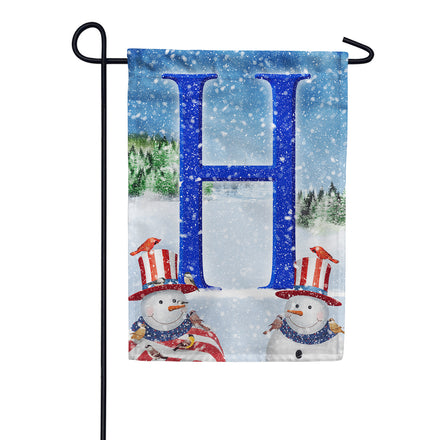 Uncle Snowman Monogram Garden Flag