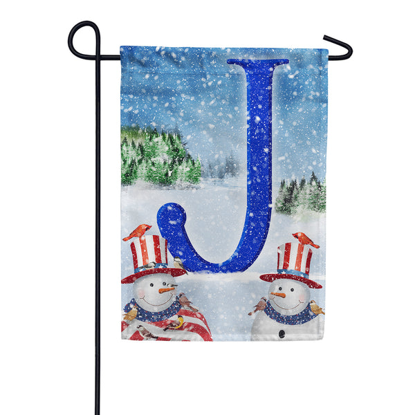 Uncle Snowman Monogram Garden Flag