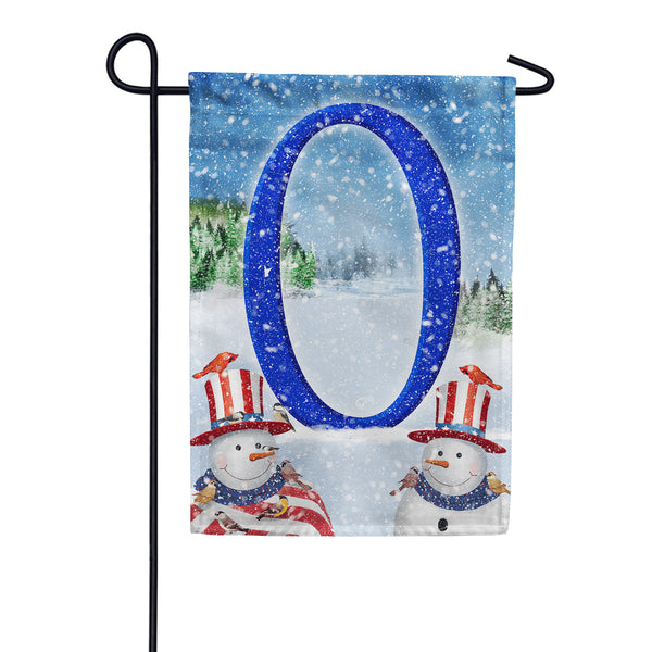 Uncle Snowman Monogram Garden Flag