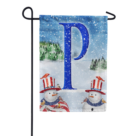 Uncle Snowman Monogram Garden Flag