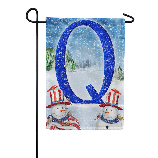 Uncle Snowman Monogram Garden Flag