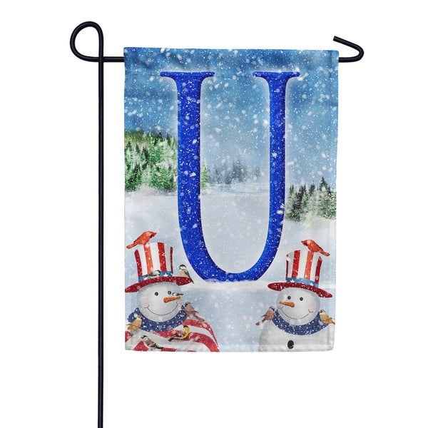 Uncle Snowman Monogram Garden Flag