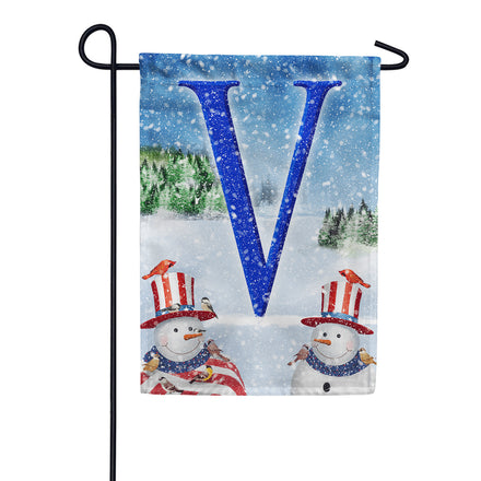 Uncle Snowman Monogram Garden Flag