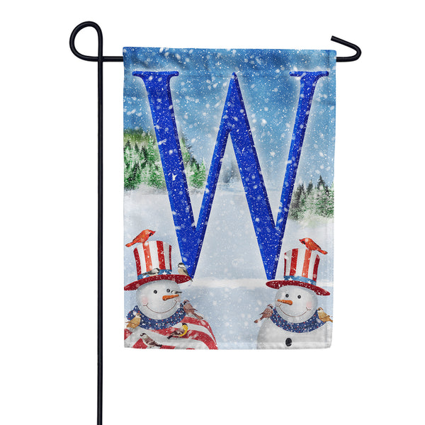 Uncle Snowman Monogram Garden Flag