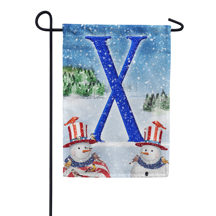 Uncle Snowman Monogram Garden Flag