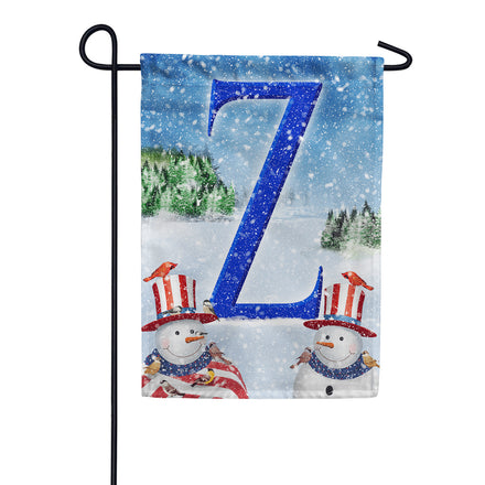 Uncle Snowman Monogram Garden Flag