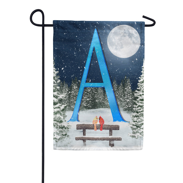 Winter Moon Monogram Garden Flag