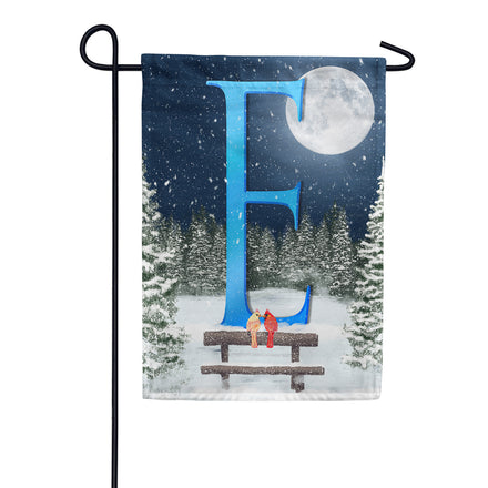 Winter Moon Monogram Garden Flag