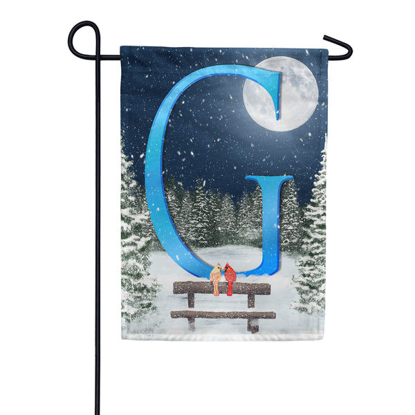 Winter Moon Monogram Garden Flag