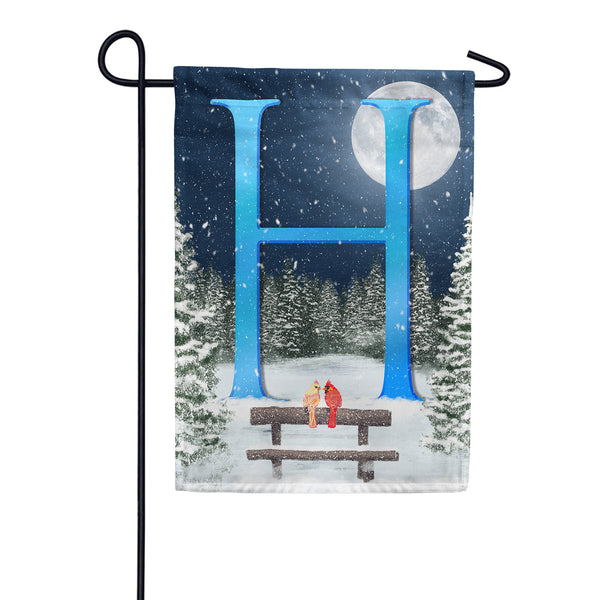 Winter Moon Monogram Garden Flag