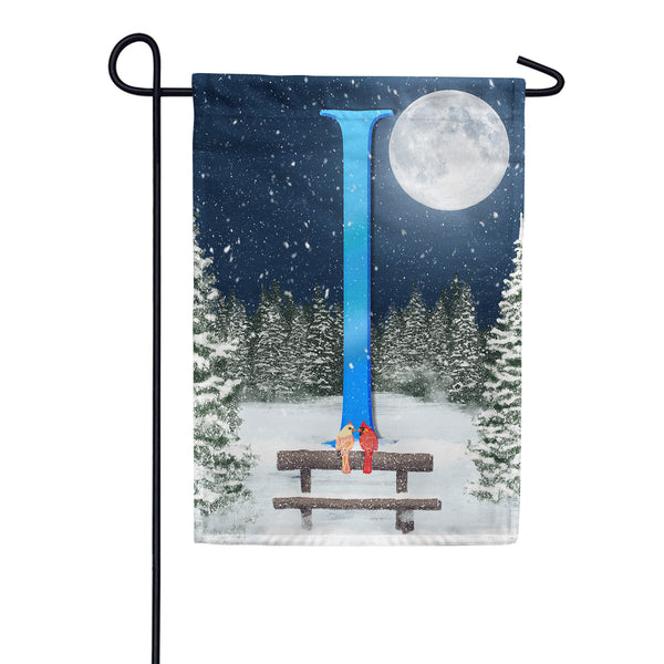 Winter Moon Monogram Garden Flag