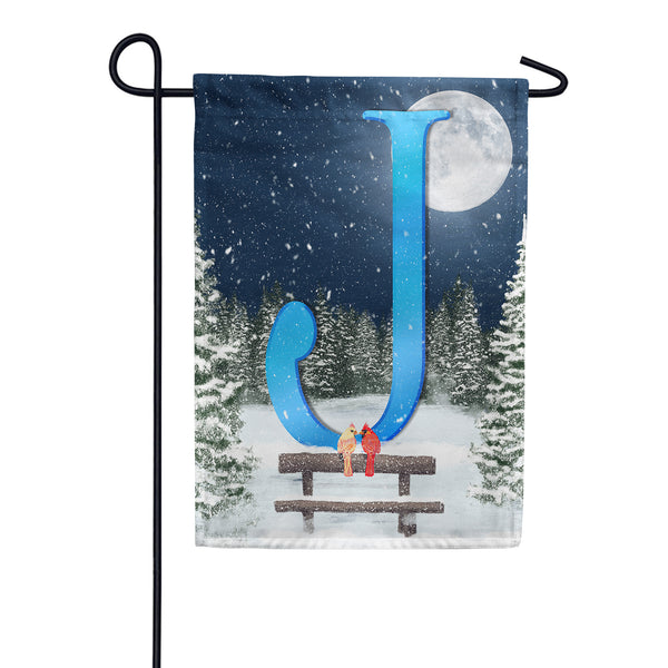 Winter Moon Monogram Garden Flag