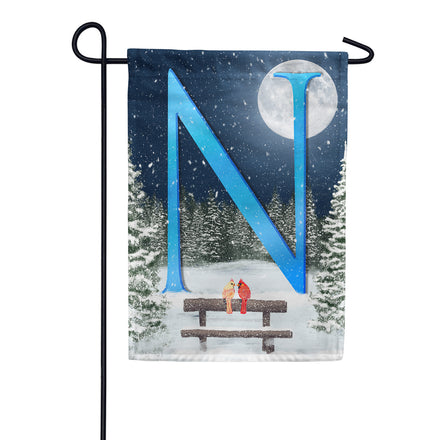 Winter Moon Monogram Garden Flag