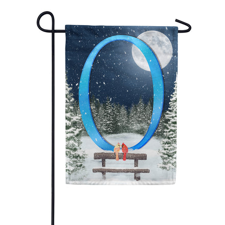 Winter Moon Monogram Garden Flag