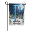 Winter Moon Monogram Garden Flag