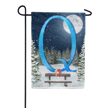 Winter Moon Monogram Garden Flag