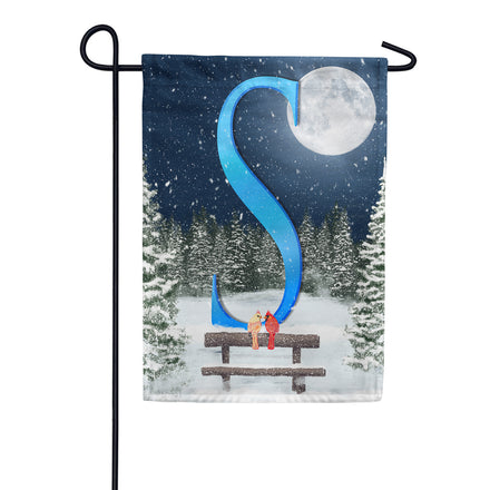 Winter Moon Monogram Garden Flag