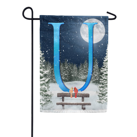 Winter Moon Monogram Garden Flag