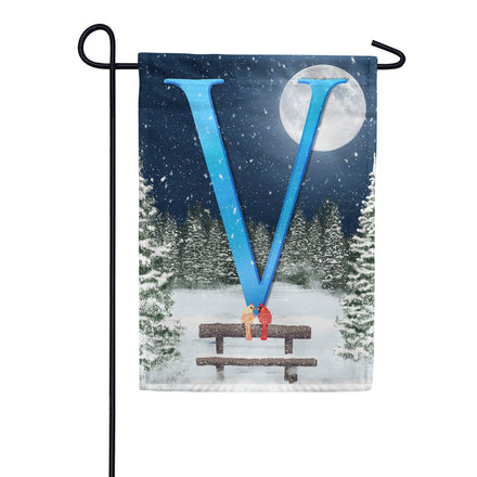 Winter Moon Monogram Garden Flag