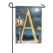 Winter Lamp Warmth Monogram Garden Flag