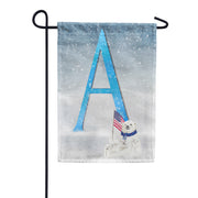 Polar Bear Snow Family Monogram Garden Flag