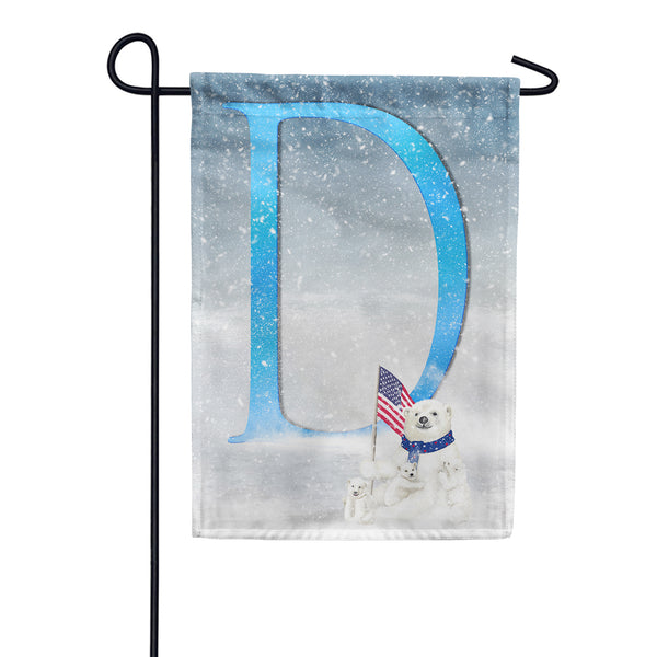 Polar Bear Snow Family Monogram Garden Flag