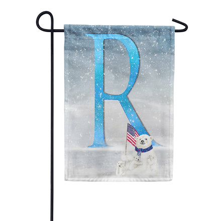 Polar Bear Snow Family Monogram Garden Flag