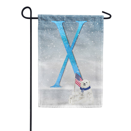 Polar Bear Snow Family Monogram Garden Flag