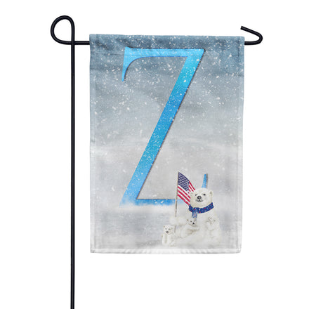 Polar Bear Snow Family Monogram Garden Flag