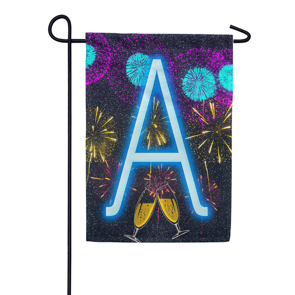 New Year Cheers Monogram Garden Flag