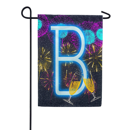 New Year Cheers Monogram Garden Flag