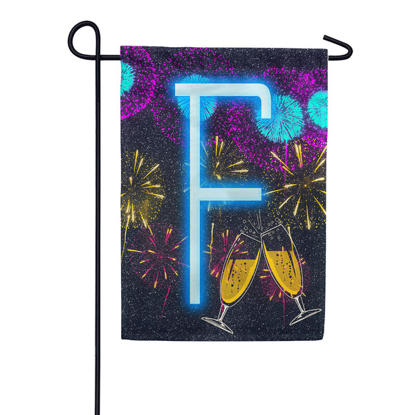 New Year Cheers Monogram Garden Flag