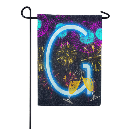 New Year Cheers Monogram Garden Flag